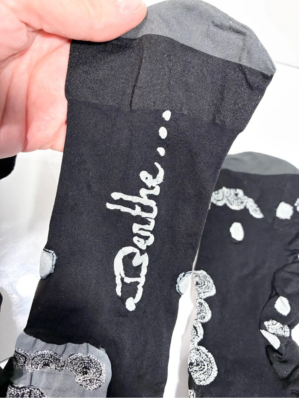 Berthe France Polka Dot Swirl Opaque Tights Black White Gray Size 3/4 (M/L)
